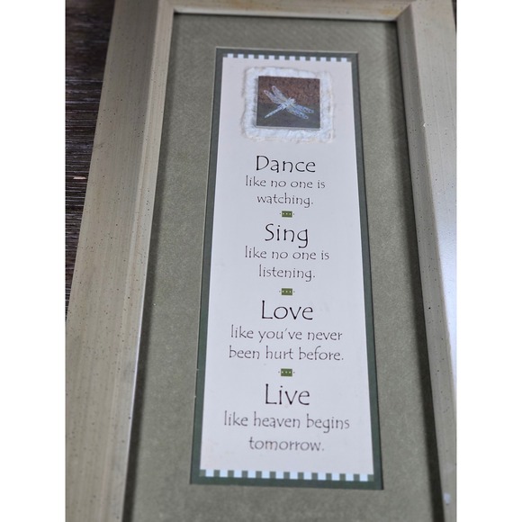 Vintage Framed Inspirational Quote Wall Art 17x9 Dragonfly Print Decor